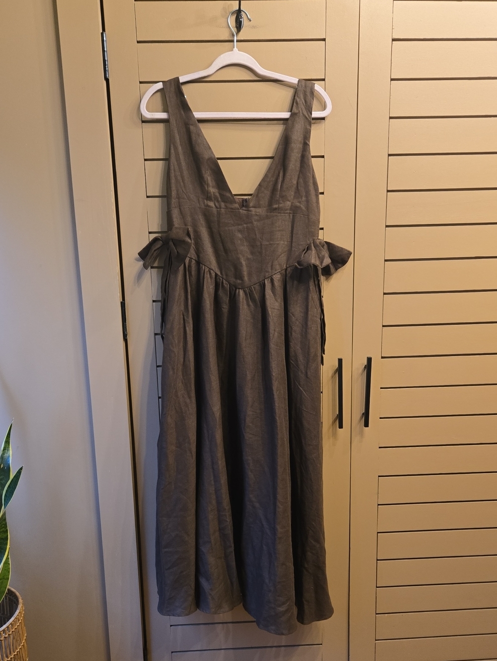 Vrg Grl Daphne Linen Midi Dress Chocolate Size AU Size 12/ US Size 8 - Picture 4 of 11